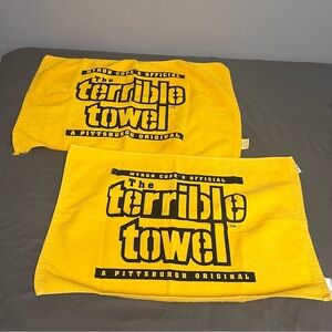2 Terrible Towels, 1 Marked As A Kitchen Towel & An Official Myron Cope’s